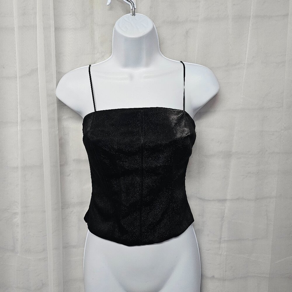 Kirious Tank Black Crop Snakeskin Goth Whimsigoth Vamp Club Faux Leather S